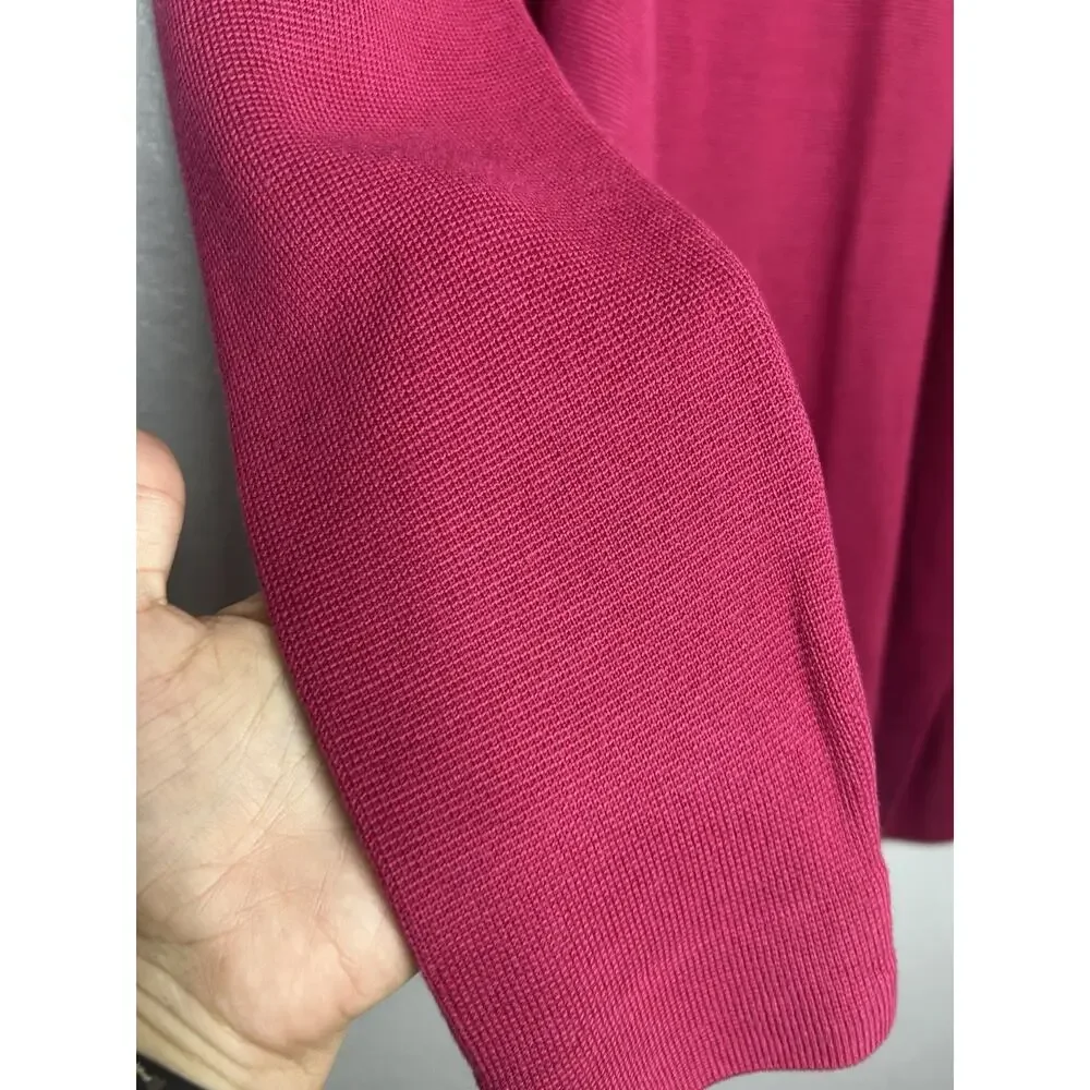 Eileen Fisher Open Front Silk Blend Cardigan Raspberry Career Workwear Medium - Picture 7 of 9